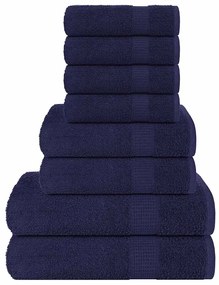 vidaXL 8pcs Conjunto toalha FROGN 100% algodão azul-marinho