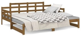 Estrutura sofá-cama de puxar pinho maciço castanho 2x(90x190)cm