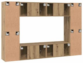 Conjunto de móvel de TV com prateleira 8 pcs carvalho artisiano