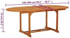 Mesa de jardim 200x100x75 cm madeira de eucalipto maciça