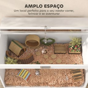 Gaiola para Hamster com Tampa Abatível e Janela de Acrílico Transparente 80x50x50 cm Branco