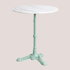Mesa De Bar Redonda Ø60cm Em Pedra Natural Azteca Mármore Branco Guangxi - Verde Ilha Paraíso - Sklum