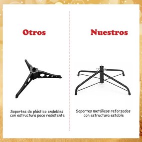 Árvore de Natal Verde de 270 cm 1500 Ramos de Agulhas em PVC Estrutura com Dobradiças e Base de Metal Árvore de Natal Slim Verde
