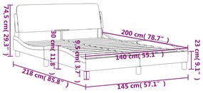 Estrutura de cama com cabeceira 140x200 cm tecido cinza-claro
