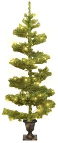 Árvore de Natal rotativa pré-iluminada + vaso PVC 120 cm verde