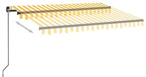 Toldo retrátil manual com LED 350x250 cm amarelo e branco