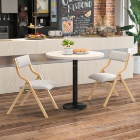 Conjunto de 2 cadeiras dobráveis (MESA NÃO INCLUIDA) de madeira com assento acolchoado em tecido de linho, sem braços, para convidados, 48 x 60 x 78 c