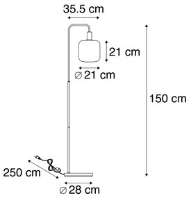 LED Candeeiro de pé inteligente preto com vidro dourado e fumê incluindo WiFi A60 - Zuzanna Design