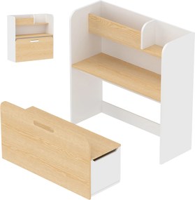 Conjunto de Secretária e Cadeira Infantil, 80 x 29 x 80 cm, Design 5 em 1, Branco