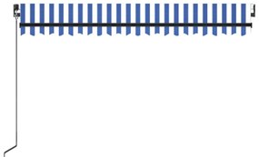Toldo retrátil manual 450x350 cm azul e branco