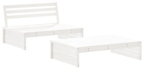 2pcs conjunto lounge jardim c/ almofadões madeira maciça branco