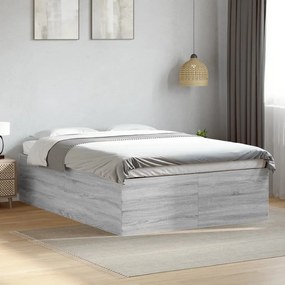 Estrutura de cama 140x200 cm derivados de madeira cinza sonoma