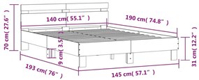 Estrutura cama c/ cabeceira 140x190 cm derivados madeira branco