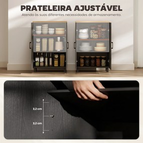 Aparador Estreito de Sala com 2 Portas e Prateleira Ajustável, 60x30x90 cm, Preto