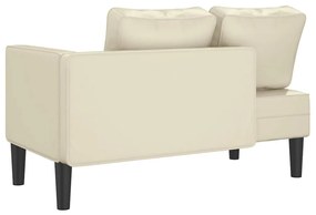 Chaise longue com almofadões couro artificial creme
