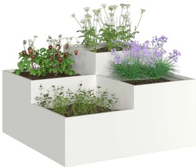 Jardineira vidaXL 100x100x48 cm Aço Branco