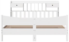 Cama sem colchão 200x200 cm madeira de pinho maciça branco