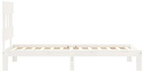 Cama sem colchão 100x200 cm madeira de pinho maciça branco