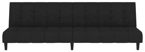 Sofá-cama de 2 lugares veludo preto