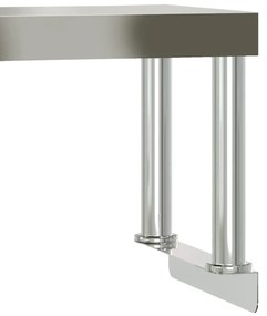 Mesa trabalho cozinha c/ prateleira 110x30x120cm aço inoxidável