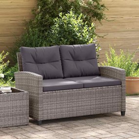 vidaXL Sofá de jardim 2 lugares com almofadões 124 cm vime PE cinzento