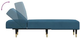 Chaise longue veludo azul