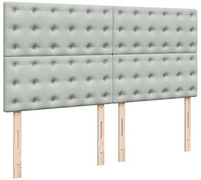 Estrutura cama otomana colchões 180x200cm veludo cinzento claro