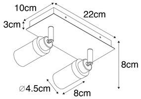 Projetor de banheiro moderno preto 2-luz IP44 - Japie Moderno