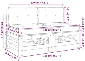 Sofás de centro com almofadões 2 pcs pinho maciço castanho-mel