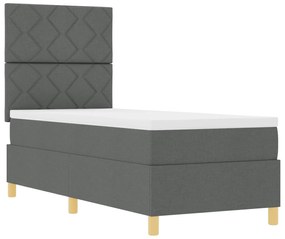 Cama Box Spring com Colchão Cinza Escuro 80x200 cm Tecido