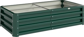 Outsunny Caixa de Plantio de Aço Galvanizado para Cultivar Plantas Flores Floreira Exterior Retangular com Fundo Aberto 120x60x30,5 cm Verde | Aosom Portugal