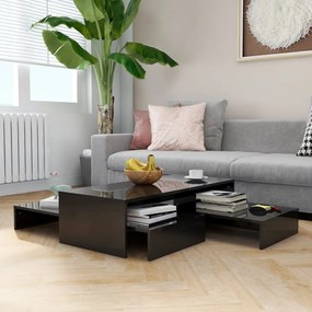 vidaXL Conjunto de mesas de centro 100x100x26,5 cm preto brilhante