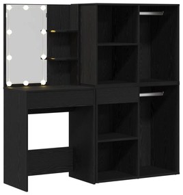 Mesa de Maquiagem com 2 Armários Carvalho Preto Madeira Engenheirada