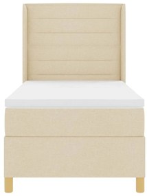 Cama Box com Colchão Creme 100x200 cm em Tecido