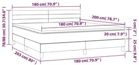 Cama box spring c/ colchão e LED 180x200 cm tecido cor creme