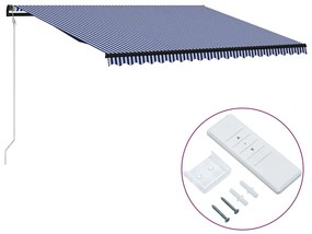 vidaXL Toldo retrátil automático 500x300 cm azul e branco