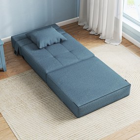 Poltrona-sofá-cama convertível de 1 lugar com 1 almofada com capa removível, tecido azul escuroR
