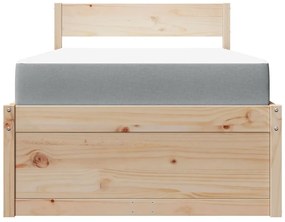 Cama com gavetas e colchão 90x200 cm madeira de pinho maciça