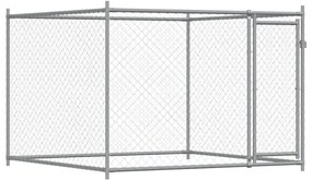 Jaula para cão com portas 10x2x1,5 m aço galvanizado cinzento