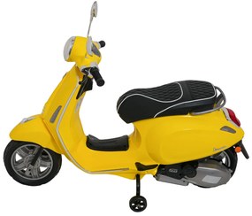 Vespa eletrica para crianças 12V ROMA, Rodas Espuma EVA, assento couro ecológico Amarela