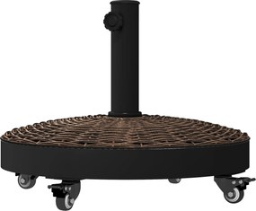 Outsunny Base de lastro para guarda-sol peso líquido 22,7 kg em resina com 4 rodízios - dim. Φ52 x 41H cm - bronze | Aosom Portugal