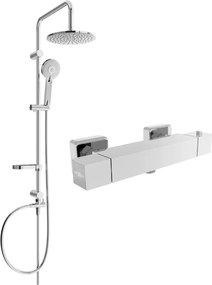Mexen Cube Carl conjunto de duche de superfície com chuveiro de teto e bateria de duche termostática, cromado - 77200240-00