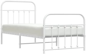 Estrutura de cama com cabeceira e pés 90x200 cm metal branco