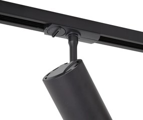 Foco moderno preto para sistema de calha monofásico com LED giratório e inclinável - Iconic Zoom