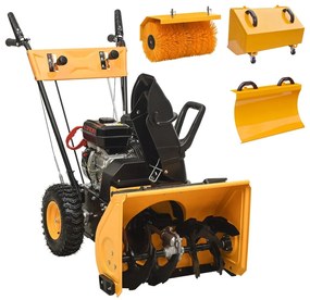 vidaXL Conjunto de limpa-neves e varredor 4-em-1 a gasolina 6,5 CV