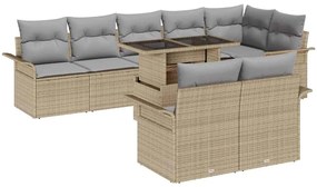vidaXL Conjunto de Sofá de Jardim com 9 Peças e Almofadas Bege