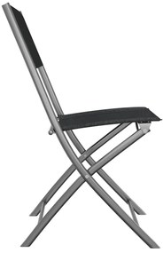 Cadeiras de exterior dobráveis 4 pcs aço e textilene preto