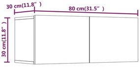 Conjunto móveis de TV 4 pcs madeira processada preto