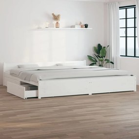 vidaXL Estrutura de cama com gavetas 200x200 cm branco