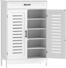 HOMCOM Sapateira Armário para Sapatos com Gaveta Portas de Prateleiras Ajustáveis para 20 Pares de Sapatos 78x37x115,8 cm Branco | Aosom Portugal
